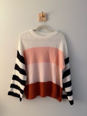 Mixed pattern striped sweater